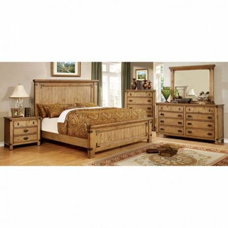 Pioneer 5  Pc Set-2NS Burnished Pine (Queen Bed + 2Night Stand + Dresser + Mirror)
